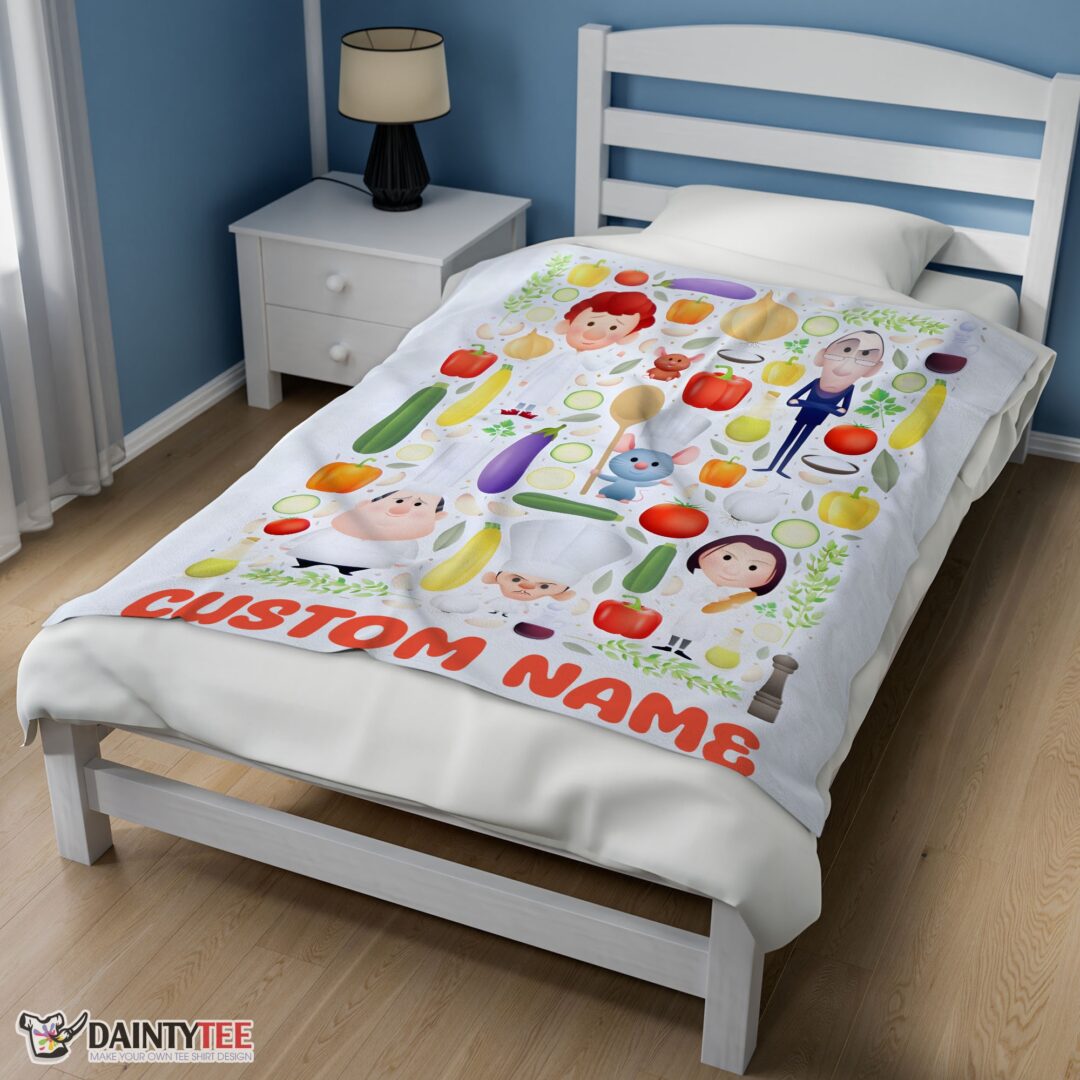 top-pixar-ratatouille-chief-cute-chibi-character-vegetable-blanket-fleece-customized-blanket-mk-02 Top Pixar Ratatouille Chief Cute Chibi Character Vegetable Blanket Fleece Customized Blanket - Image 3