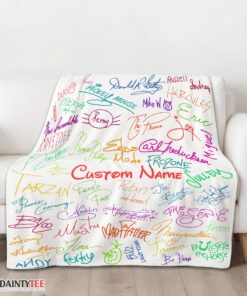 Top Playful Hand Writing Typography Vibrant Name Blanket Fleece Customized Blanket - Image 3