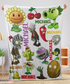 Top Pretty Plants Vs Zombies Characters Blanket Fleece Customized Blanket