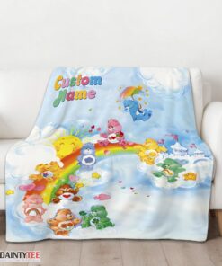 Top Rainbow Care Bears Character Sky Blanket Fleece Customized Blanket - Image 3