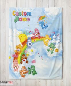Top Rainbow Care Bears Character Sky Blanket Fleece Customized Blanket