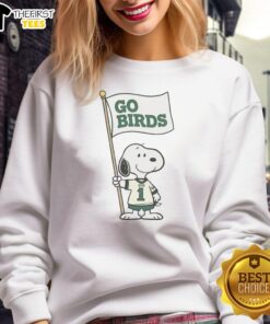 Retro Snoopy Philadelphia Eagles sweatshirt featuring a Go Birds flag design, perfect for football fans.