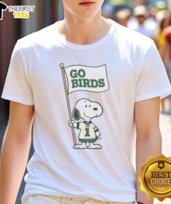 Alt Text: Retro Snoopy X Philadelphia Eagles Football Go Birds Flag T-Shirt featuring iconic character in team colors.