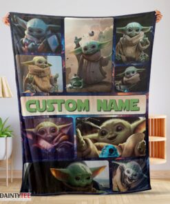 Top Star Wars Baby Yoda Collage Blanket Fleece Customized Blanket