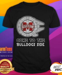 Top Star Wars Come To The Mississippi State Bulldogs Side T-Shirt featuring iconic characters and team spirit design.