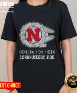 Top Star Wars Come to the Nebraska Cornhuskers Side Ladies Tee featuring a stylish design for fans and women.