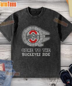 Top Star Wars Come to the Ohio State Buckeyes Side Washed T-Shirt featuring vibrant graphics and a comfortable fit.