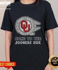 Top Star Wars Come to the Oklahoma Sooners Side Ladies Tee featuring vibrant graphics and comfortable fit for fans.