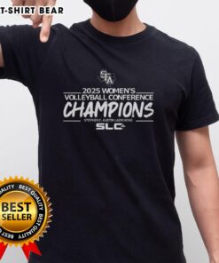 Top Stephen F. Austin Ladyjacks 2025 Women's Volleyball Conference Champions T-Shirt design featuring team colors and logo.