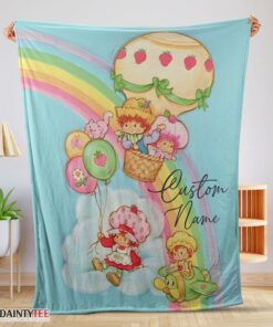 Top Strawberry Shortcake Cartoon With Friends Blanket Customize Blanket