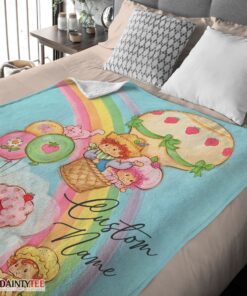 Top Strawberry Shortcake Cartoon With Friends Blanket Customize Blanket - Image 4