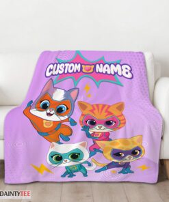 Top Super Kitties Assemble Feline Heroes In Action Blanket Fleece Customized Blanket - Image 3