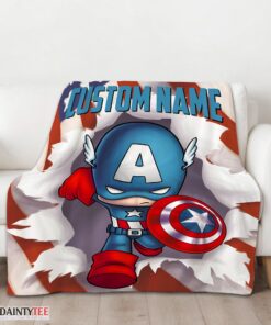 Top Superhero Marvel Avenger Chibi Captain America Blanket Fleece Customized Blanket - Image 3