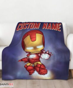 Top Superhero Marvel Avenger Chibi Iron Man Blanket Fleece Customized Blanket - Image 3