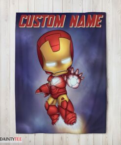Top Superhero Marvel Avenger Chibi Iron Man Blanket Fleece Customized Blanket