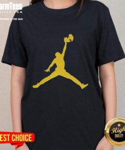 Alt Text: Top The Golden Wutang Clan Forever Jumpman logo parody ladies tee featuring a stylish design for fans.