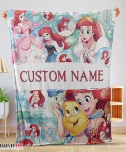 Top The Little Mermaid Blanket Ariel Princess Fleece Family Princess Customized Blanket