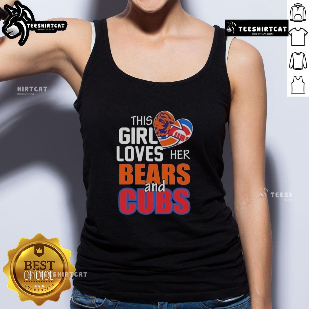 top-this-girl-loves-her-chicago-sports-bears-and-cubs-tank-top Girl wearing a Chicago sports tank top featuring Bears and Cubs logos, showcasing her love for local teams.