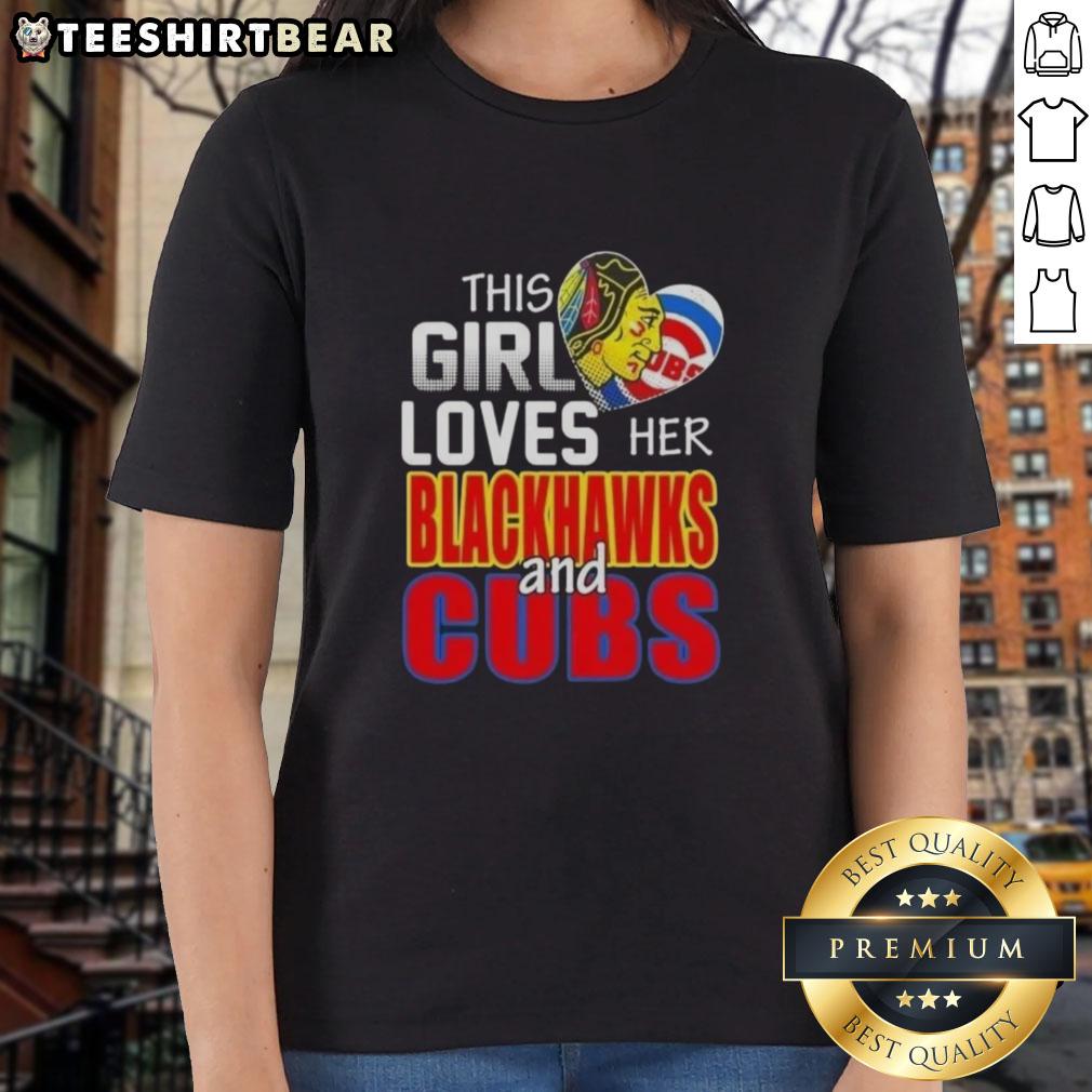 top-this-girl-loves-her-chicago-sports-blackhawks-and-cubs-ladies-tee Girl wearing a Chicago sports tee featuring Blackhawks and Cubs, showcasing her love for Chicago teams.