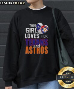 Alt Text: Girl wearing a Houston sports sweatshirt, showcasing her love for Texans and Astros at a game.