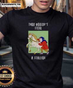 Top Thou Wouldn't Steal A Stallion T-Shirt featuring a bold graphic design for horse lovers and equestrian enthusiasts.