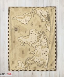 Top Vintage Pirate World Map Sepia Nautical Adventure Blanket Fleece Blanket
