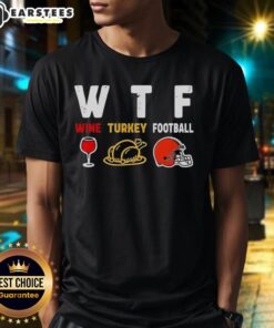 Top Wine Turkey Cleveland Browns Football Thanksgiving T-Shirt featuring festive design for fans celebrating Thanksgiving.