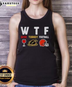 Top Wine Turkey Cleveland Browns Football Thanksgiving Tank Top featuring festive design for football fans.