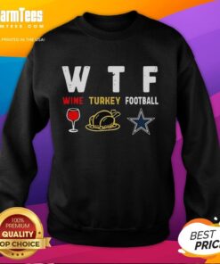 Cozy Thanksgiving sweatshirt featuring Dallas Cowboys logo and top wine design, perfect for football fans.