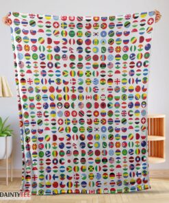 Top World Flags International Flags Collage Blanket Fleece Blanket