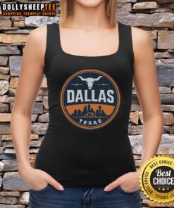 Funny vintage Dallas Texas western skyline retro tank top featuring a colorful graphic design.