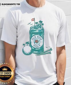 Alt Text: Awesome The 19th Hole beer can graphic on a stylish golf T-shirt for beer lovers and golf enthusiasts.