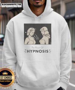 Two girls wearing 'The Power of Hypnosis' hoodie, showcasing style and confidence in a vibrant outdoor setting.
