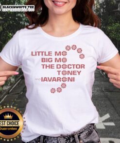 Alt Text: Funny Little Mo and Big Mo with The Doctor Toney and Iavaroni on a stylish ladies tee design.