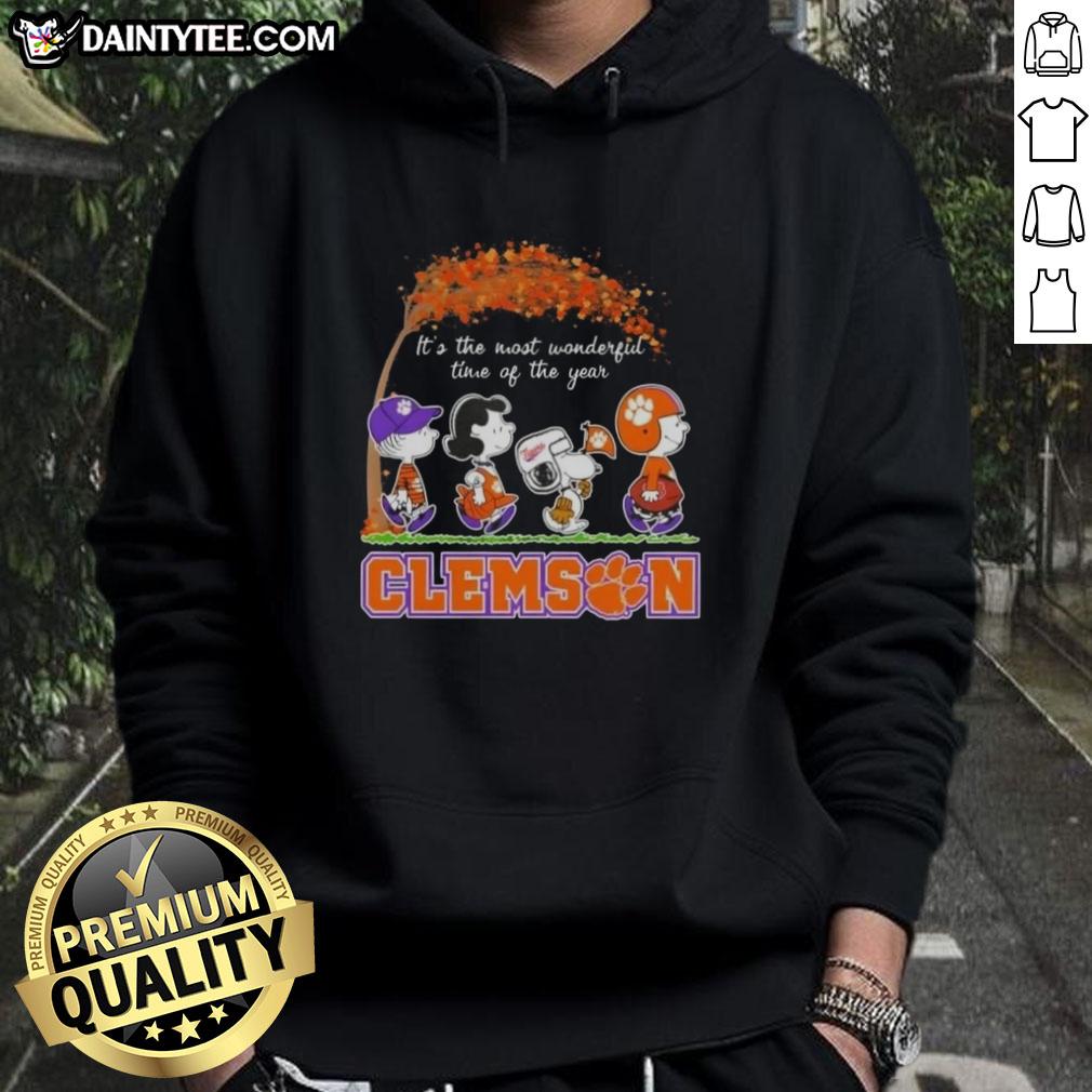 Premium Clemson Tigers X Peanuts Snoopy And Friends Autumn It's The Most Wonderful Time Of The Year Hoodie