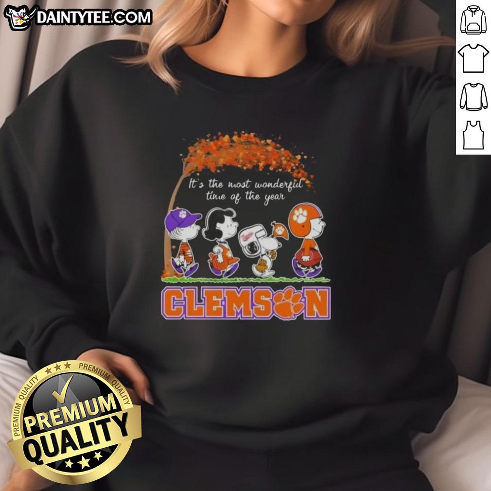 Premium Clemson Tigers X Peanuts Snoopy And Friends Autumn It's The Most Wonderful Time Of The Year Sweatshirt