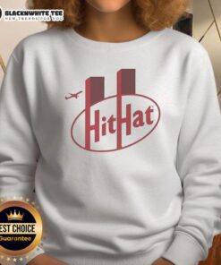 Funny KitKat Hit Hat Twin Towers Incident 9/11 meme sweatshirt featuring a playful graphic design and bold colors.