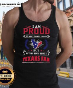 Alt Text: Proud Houston Texans fan wearing an 'Awesome I Am' tank top, showcasing team spirit and love for football.