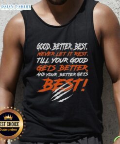 Chicago Bears tank top featuring 'Awesome Good Better Best' motivational quote for fans and fitness enthusiasts.