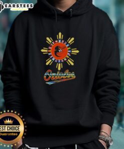 Stylish 2025 Baltimore Orioles baseball hoodie featuring a vibrant Hispanic design, perfect for fans and casual wear.