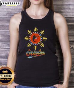 2025 Baltimore Orioles baseball tank top featuring a vibrant Hispanic design, perfect for fans and summer wear.