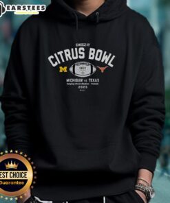 Awesome 2025 Cheez-It Citrus Bowl hoodie featuring Michigan Wolverines vs Texas Longhorns logo design.