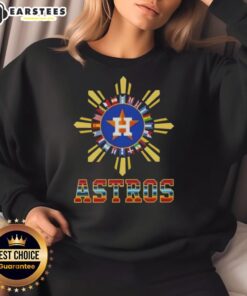 Awesome 2025 Houston Astros baseball X Hispanic sweatshirt featuring vibrant team colors and festive design.