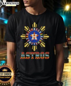 Awesome 2025 Houston Astros Baseball X Hispanic T-Shirt featuring vibrant team colors and unique design for fans.