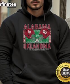 Awesome Alabama Crimson Tide vs Oklahoma Sooners NCAA CFP 2025 hoodie displayed at Vaught-Hemingway Stadium.
