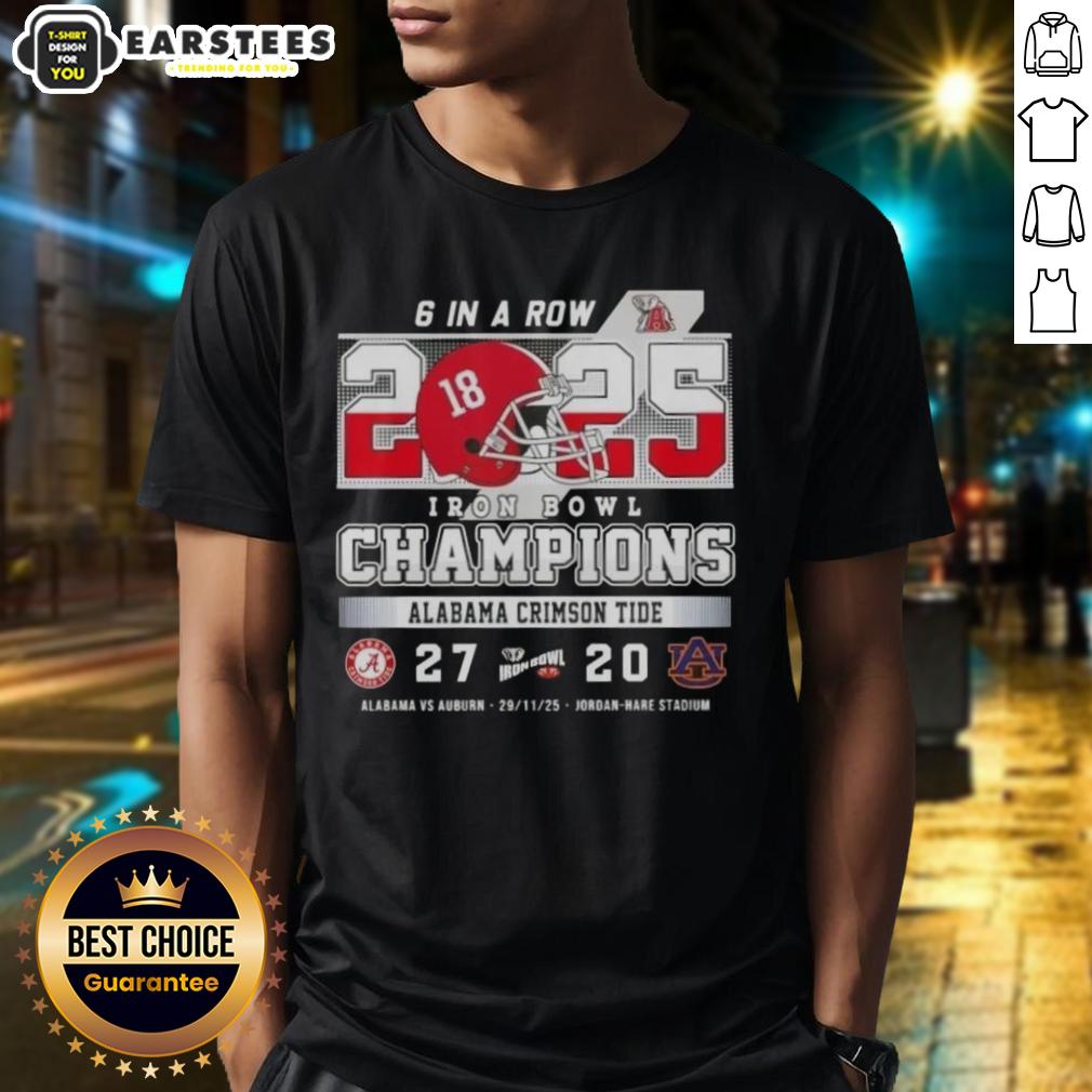 awesome-alabama-vs-auburn-6-in-a-row-iron-bowl-champions-jordan-hare-stadium-t-shirt-1 Awesome Alabama Vs Auburn Iron Bowl Champions T-Shirt featuring Jordan-Hare Stadium design, celebrating 6 consecutive wins.
