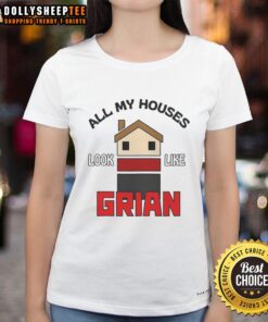 Awesome All My Houses Look Like Grian Ladies Tee featuring a creative design inspired by Minecraft architecture.