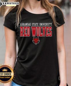 Alt Text: Awesome Arkansas State University Sidekick Red Wolves ladies tee featuring vibrant colors and stylish design.