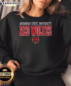 Alt Text: Awesome Arkansas State University Sidekick Red Wolves Sweatshirt in vibrant red, perfect for fans and casual wear.