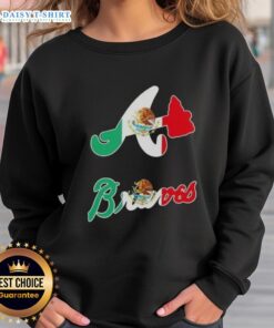 Awesome Atlanta Braves baseball sweatshirt featuring a vibrant Mexican flag design for sports fans and cultural pride.